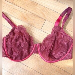 Stella McCartney Lace Sheer Underwire Bra – Burgundy/Wine – 34C